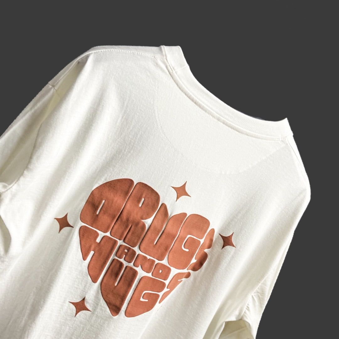 Drugs & Hugs | Off-White Oversized T-Shirt