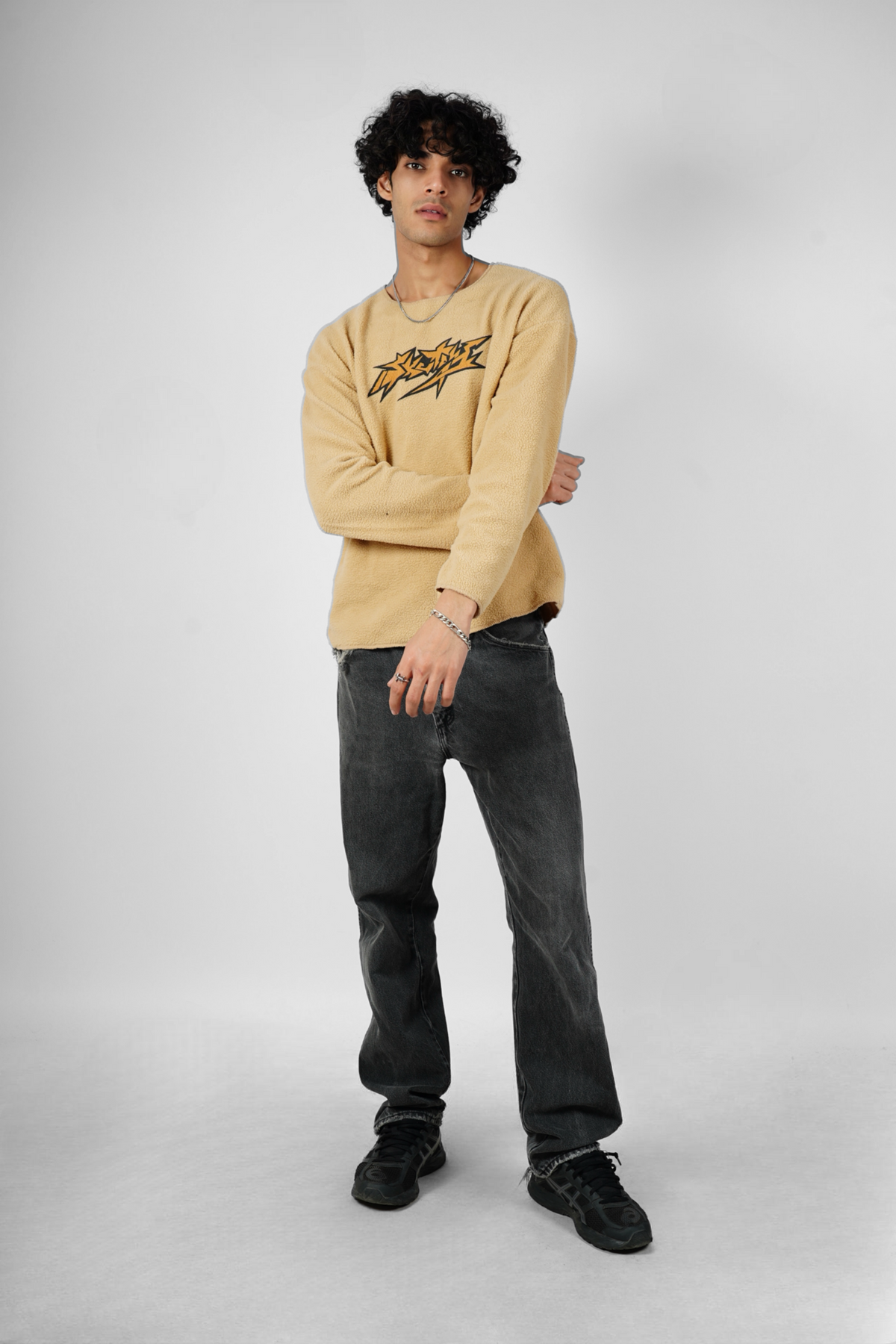 BEIGE POLAR FLEECE BOX FIT UNISEX SWEATSHIRT