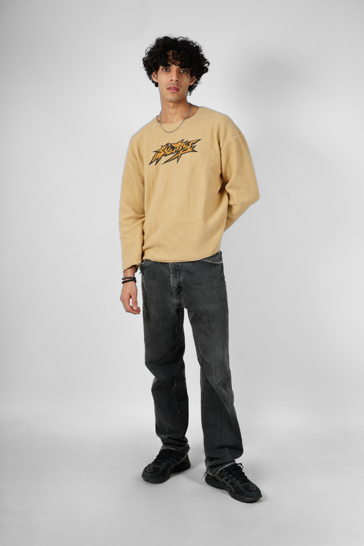 BEIGE POLAR FLEECE BOX FIT UNISEX SWEATSHIRT