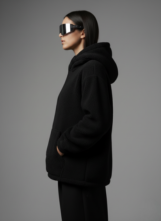 BASIC SHERPA UNISEX HOODIE (BLACK)