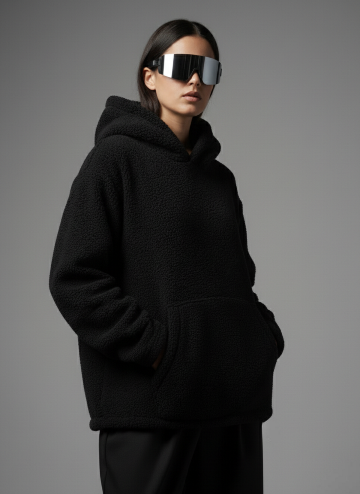 BASIC SHERPA UNISEX HOODIE (BLACK)