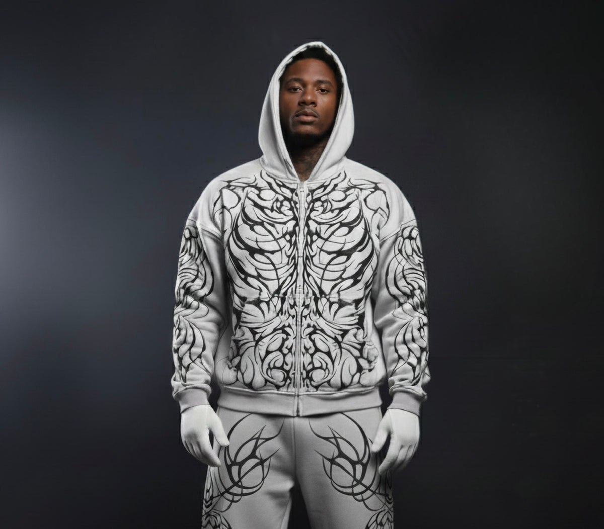 Zerox Zipper Hoodie (Light Grey)