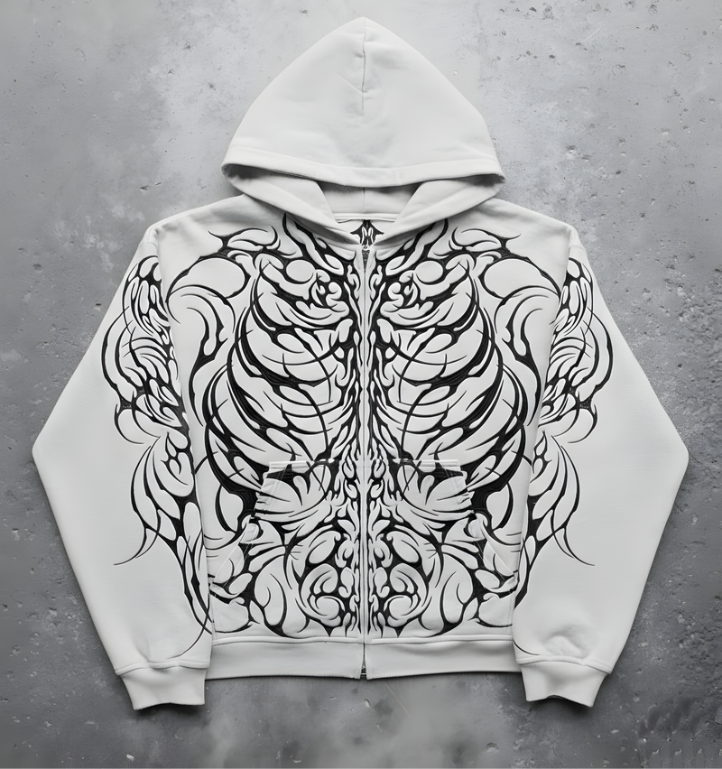 Zerox Zipper Hoodie (Light Grey)