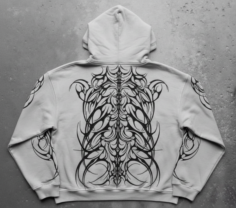 Zerox Zipper Hoodie (Light Grey) Alternate